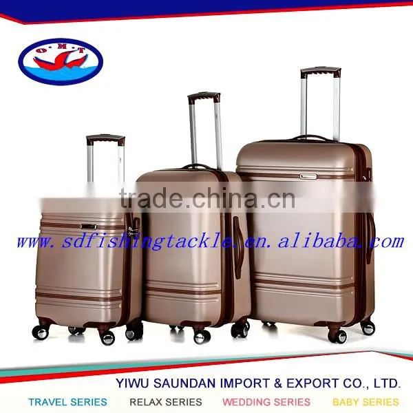 Stock 3pcs ABS luggage set with Universal wheels