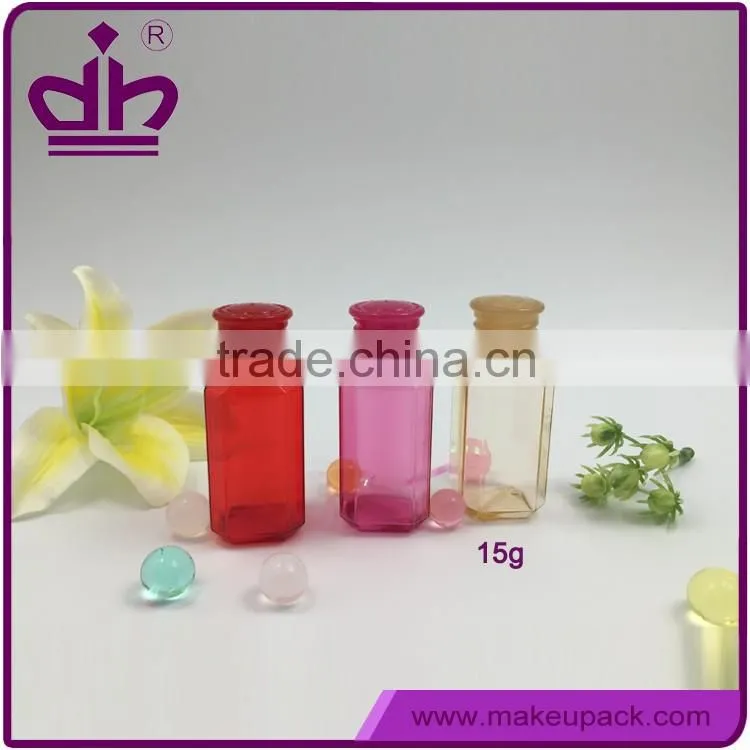 Square transparent sample size plastic bottles for cosmetic