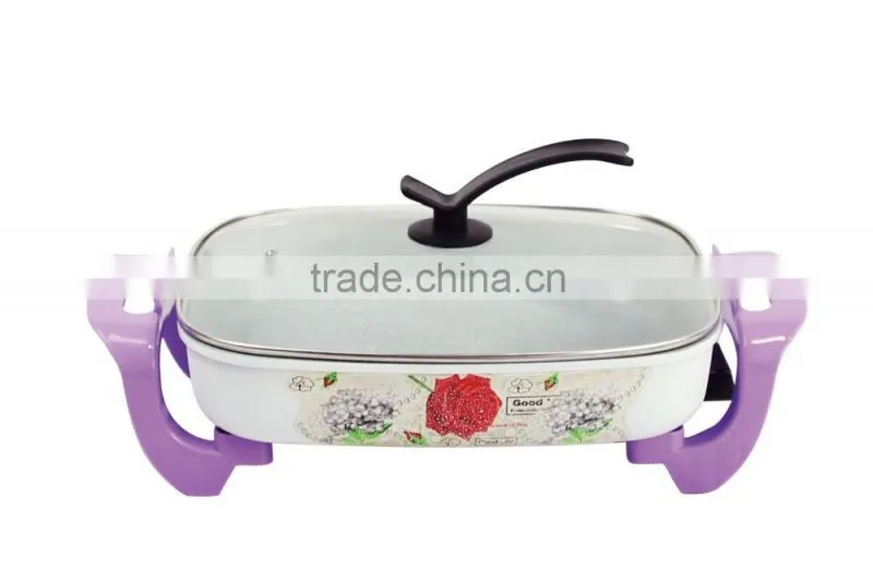 Non-stick die-cast aluminium ceremic square electric skillet