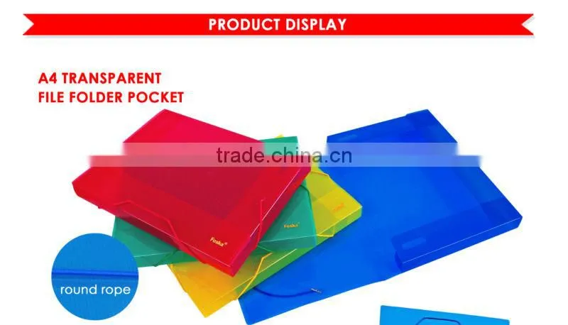 A4 Transparent Color File Folder Pocket