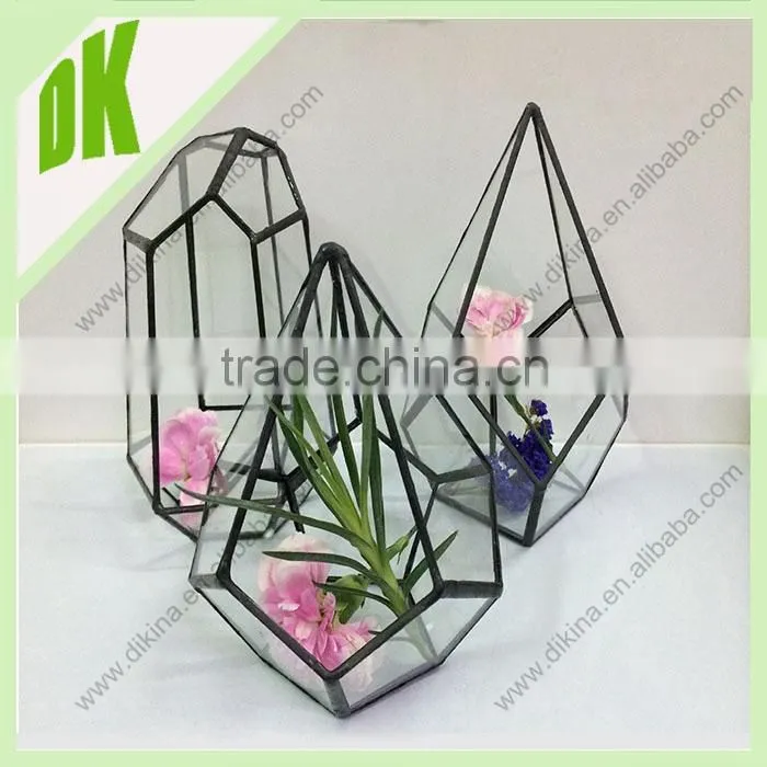 wedding favors and gifts trinket box Wholesale copper vase centerpieces/ handicraft hanging glassware geometric terrarium glass