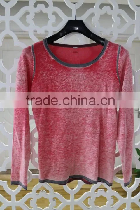 2014 new style women winter fashion 100%cotton pullover sweater with elbow patch/autumn spring sweater/OEM service