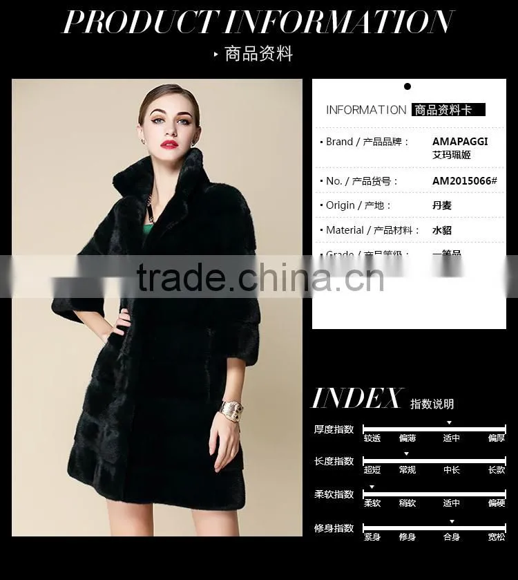 High-end dyed Dark green mink fur coat wholesale