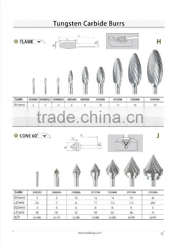 J Shape Tungsten Carbide Burr