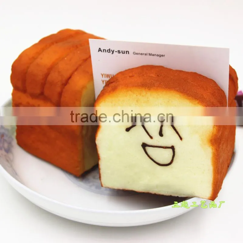 2015 New Design Fake Bread With Name Card Insert Face Expression Bread Office Table Home Decorative Display