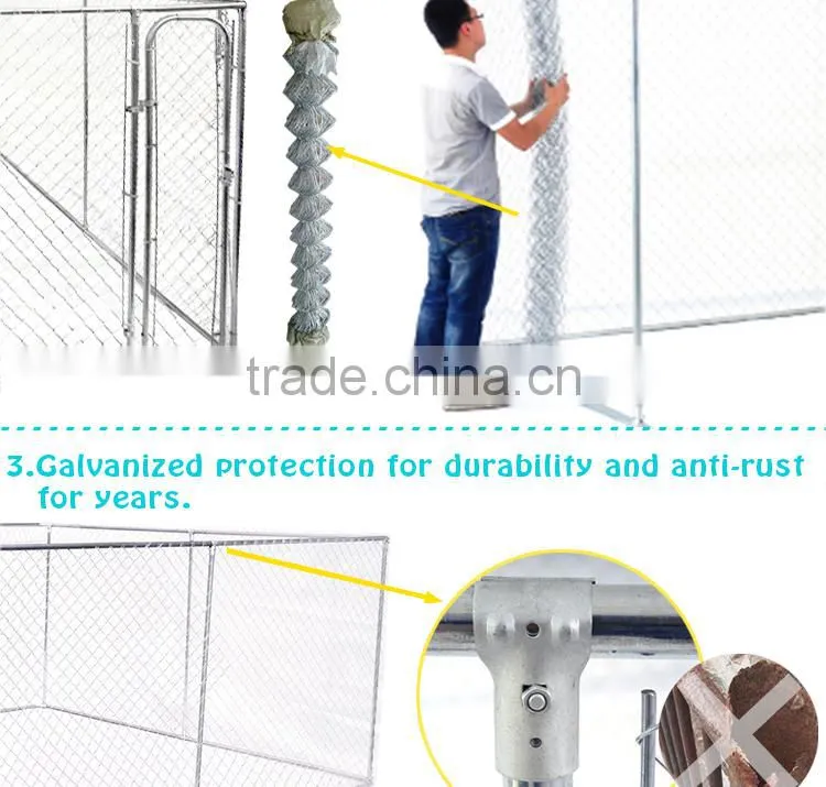 Custom logo large outdoor galvanized chain link dog fence kennel dog cage fence