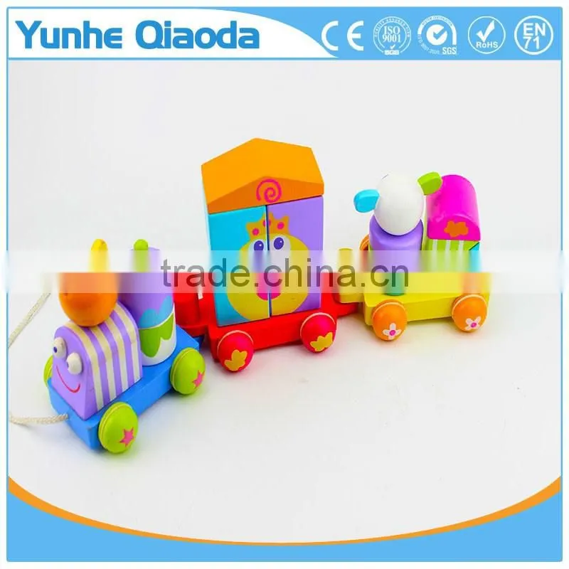 colorful Wood stocking Train Toys animal shape Blocks Education Gift