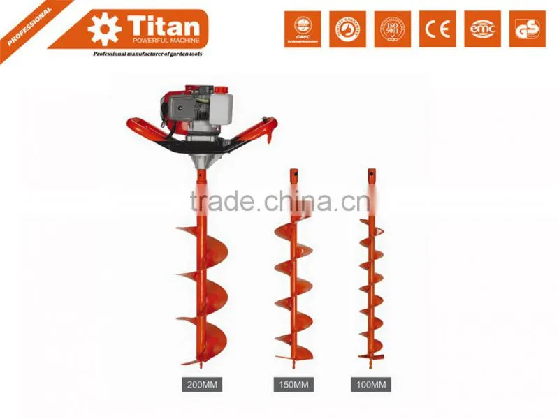Titan petrol earth auger, hand earth auger, 100mm&150mm&200mm drills, CE,MD,real EUIIcertificate
