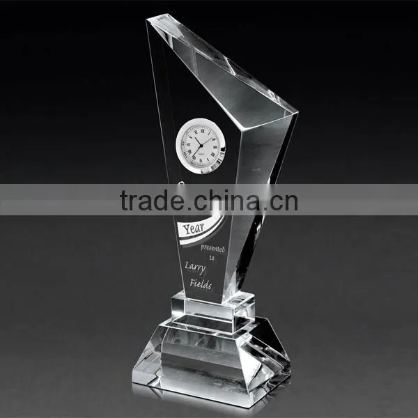 2016 hotsale clear personalized crystal clock,faceted shaped clock,crystal clock gift