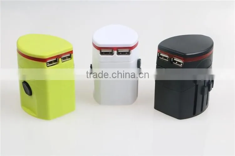 Hot selling dual USB universal adapter set with 100mA output travel adapter set with UK/EU/AU/US plug for mobile phone