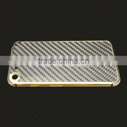Carbon fiber metal cover for iPhone7 24k gold plated back housing