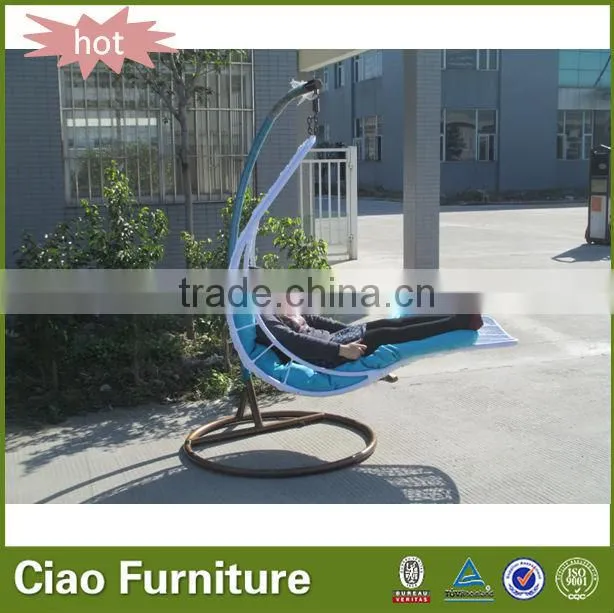 Outdoor adult swing garden moon shape rattan hanging chair