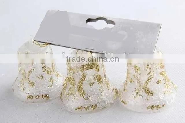 3PC Christmas decoration bell shape transparent plastic Christmas pendant