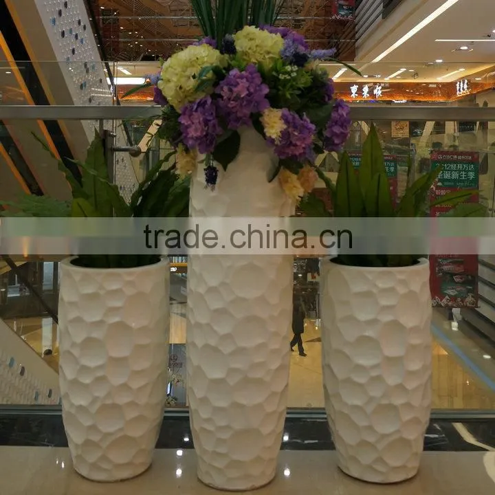 White fiberglass flowerpot