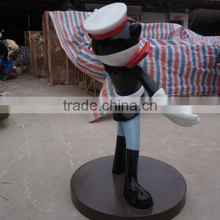 FRP black cat police cartoon statue