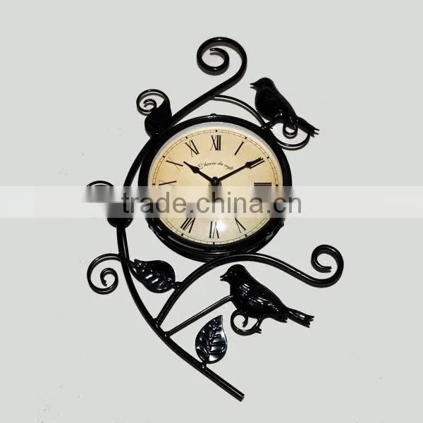 Metal crafts wall clock with birds