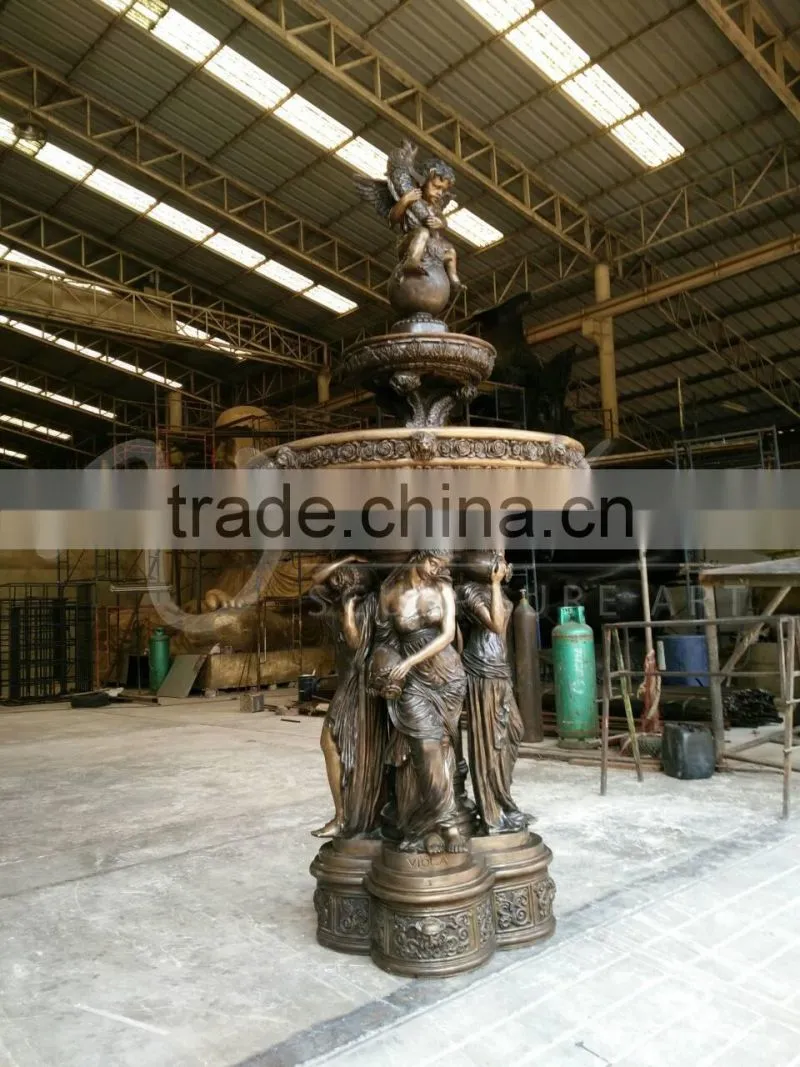 outdoor graden decoration sexy girl statue copper water fountain