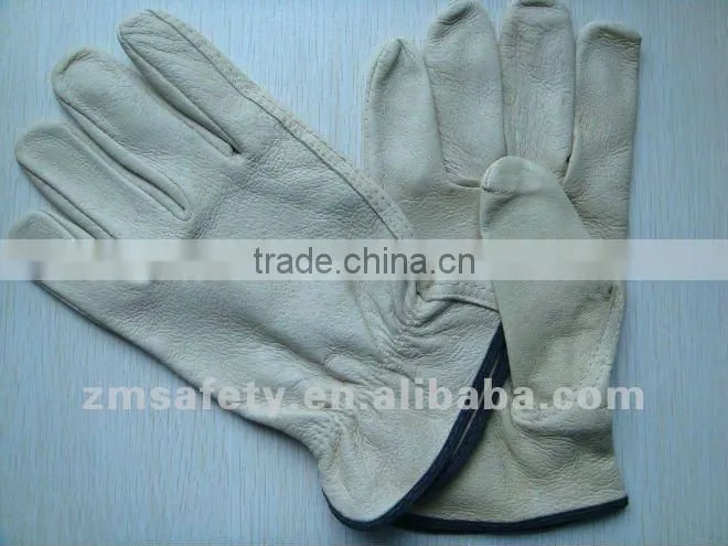Nature cow grain leather driver gloves with CE certificate