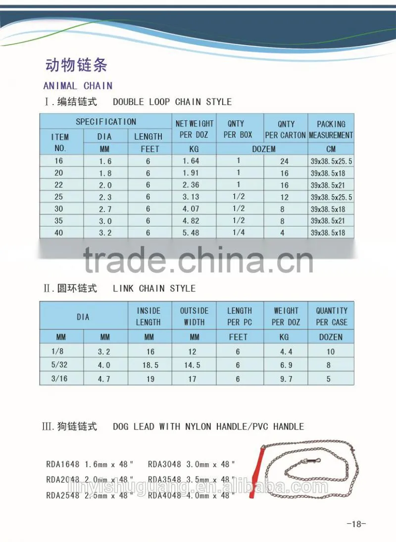 different colors of dog chain with soft lead