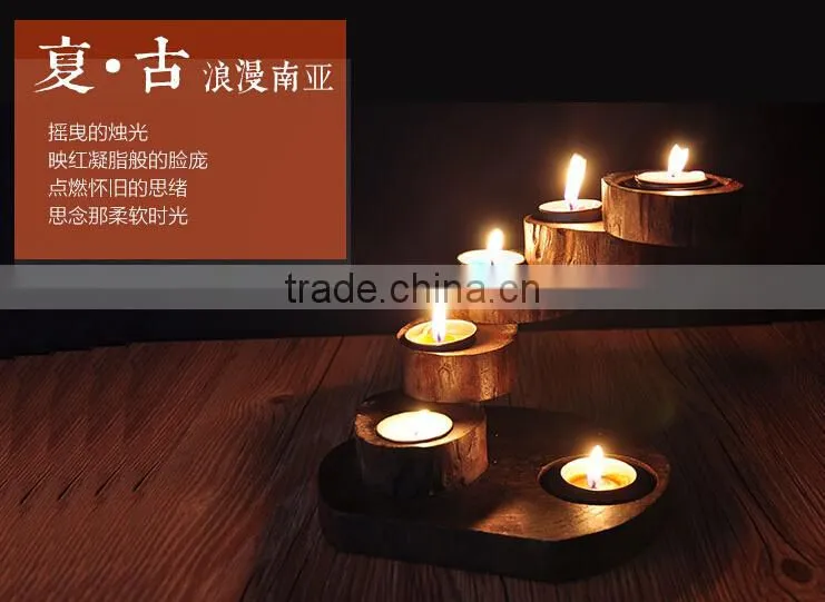 Nature teak wood rotary candle holder with free nice candles handmade crafts high quality wood candlestick