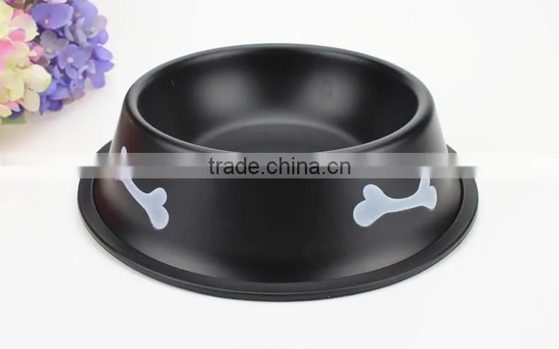 Custom rubber ring dog bowl/stainless steel pet food bowl wholesale