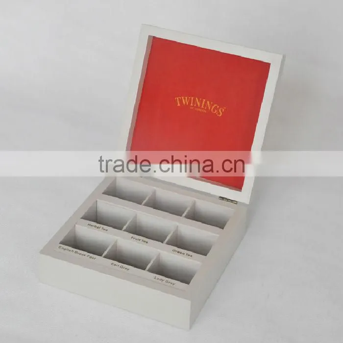 wooden tea box with compartments / tea bag holder box