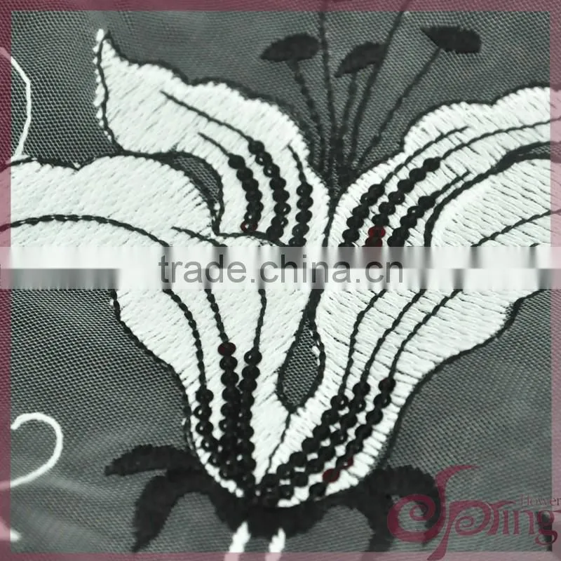 Lily embroidered mesh swiss lace fabric, sequin bridal lace fabrics for dress