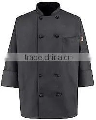 10Buttons 3/4Sleeve Black Jacket Style Executive Chef Workwear Uniform Coat W/Embroidery Logo