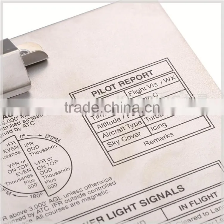 Kearing brand rectangular aluminium aviation kneeboard with accurate scale for pilot training