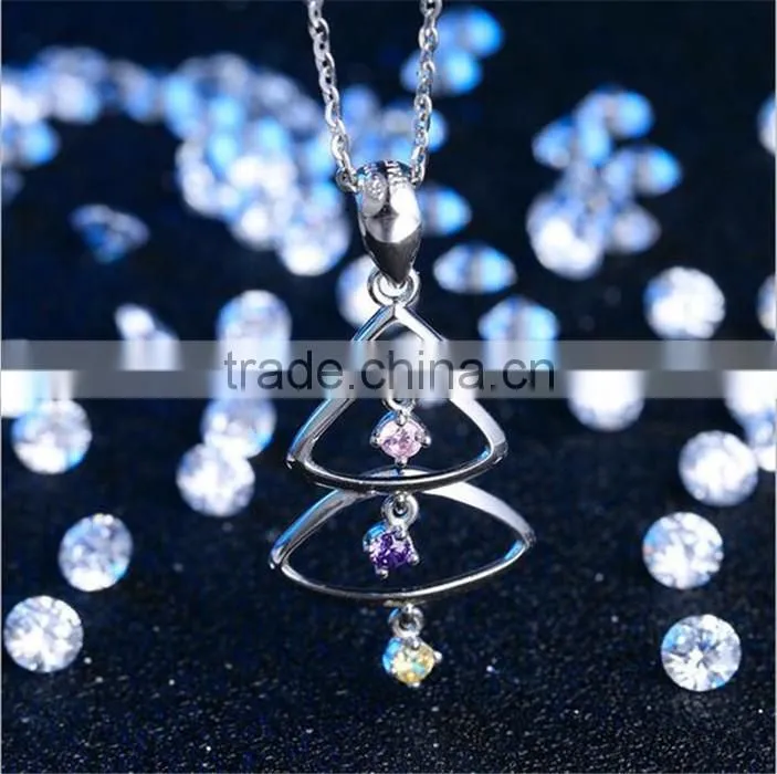 Christmas Gift 925 Sterling Silver CZ Christmas Pendant