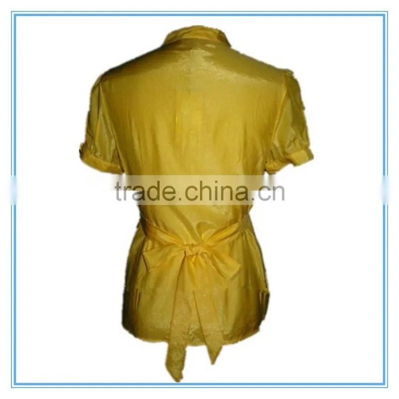 Fashion Golden Colour Blouse Designs Ladies Formal Shirt Design