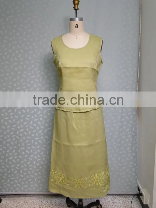 ladies office skirt suit with heavy embroidery 2015
