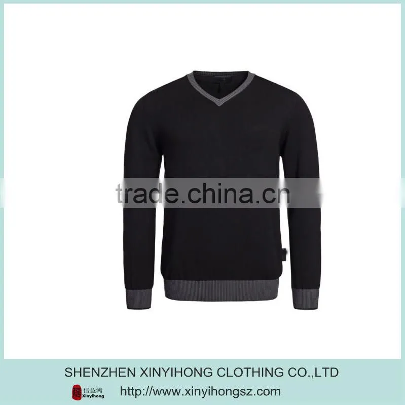 Hot Selling Blank Color With Grey Cuff Cotton Crocheted Knitwear