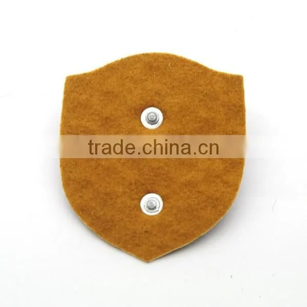 Brown PU leather patch with gold metal alloy cat logo jeans/jacket PLB-014