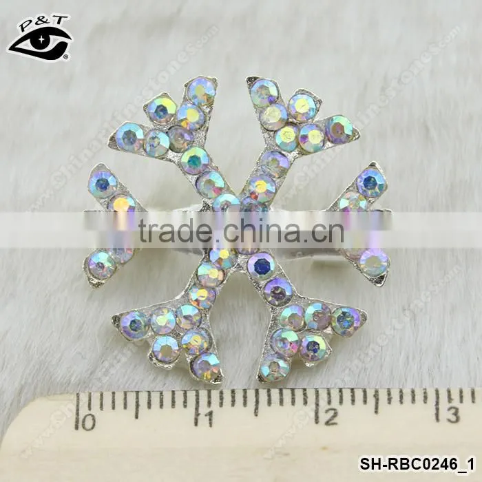Snow flake shape Crystal AB color rhinestone brooch pin for dresses invitations