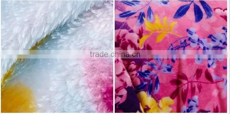 Easy pack plaid design colorful flowers print coral fleece blanket