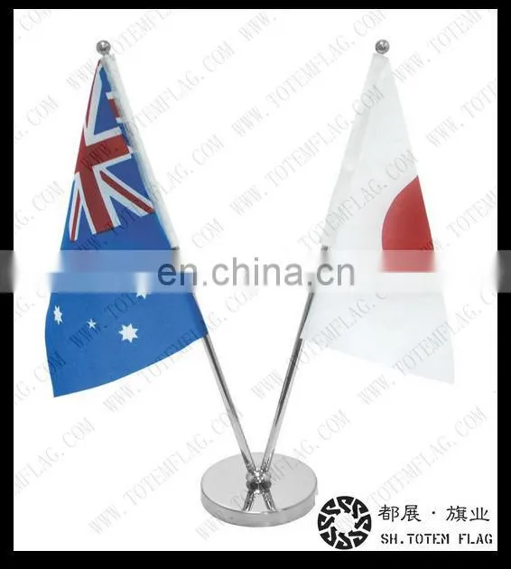 Table Flag With 2 Flag Stand , Stainless Steel Table Flag