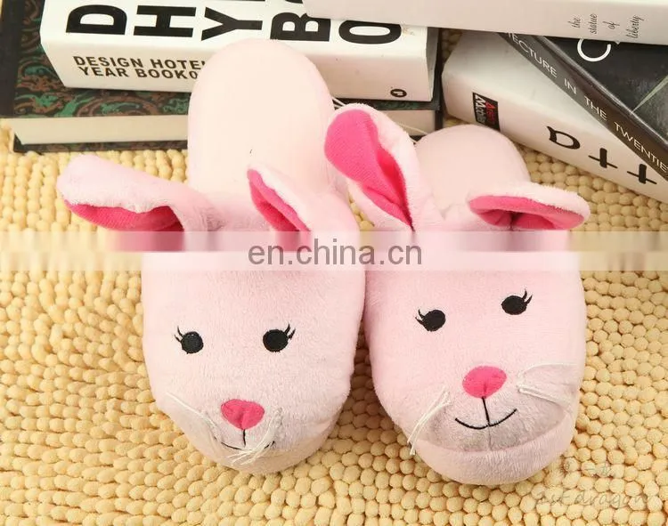 custom happy foot pink rabbit animal cartoon indoor Slippers