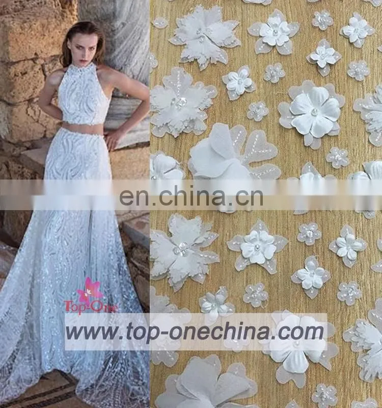 Textile China supplier fabric wedding african embroidery lace fabric handwork french lace fabric