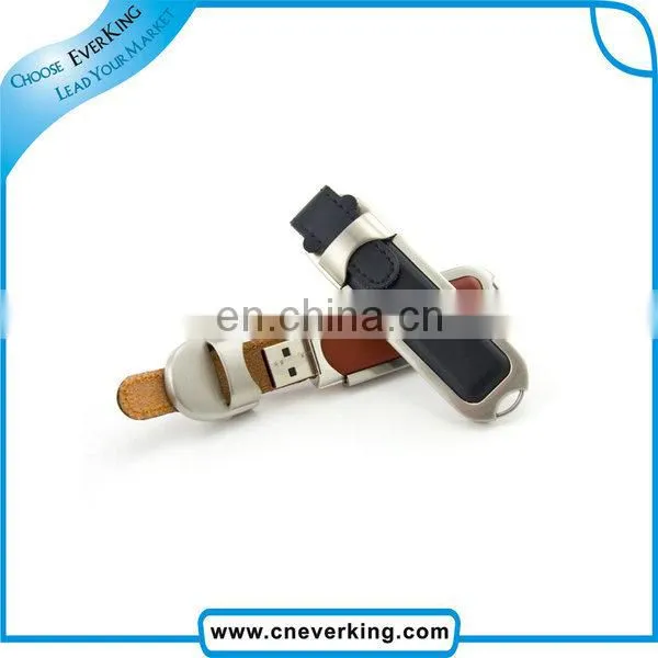 custom promotional gift USB 2.0 leather usb logo