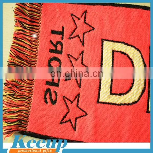 Custom cheap acrylic soccer fan scarf for promotional