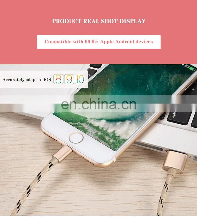 Fabric Data Line Fast Charging Line Phone Charger Usb Charging Nylon 1M Micro Usb Type-C Ios Cable 3 In1 Mobile Phone Data Line