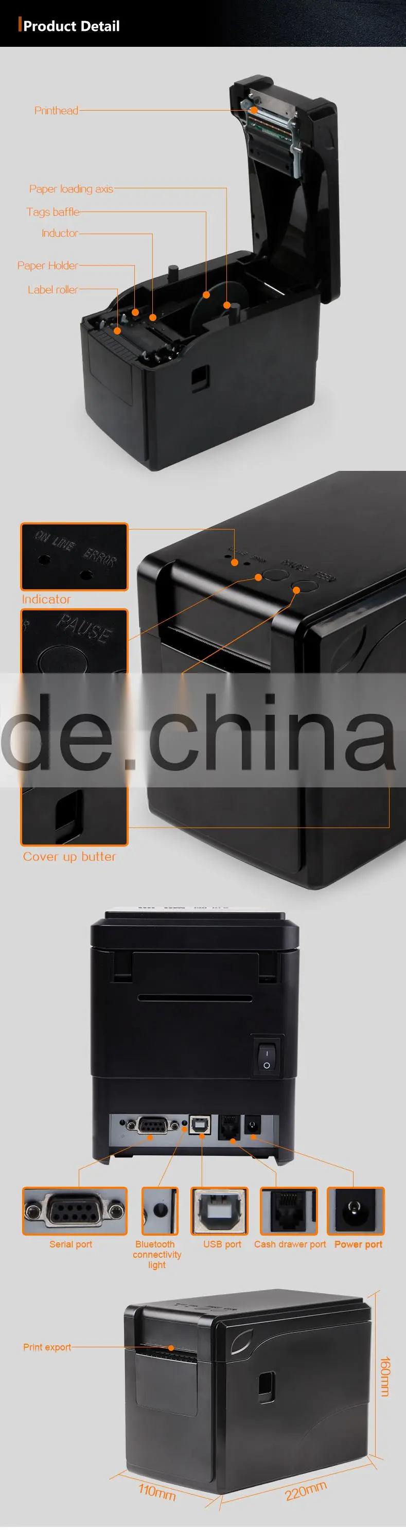 2120TF Thermal Barcode printer Economical with Ethernet port(Bluetooth Version)
