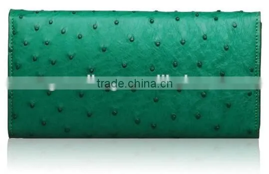 High Quality Customized Logo Genuine Real Ostrich leather Clutch Wallet for Women