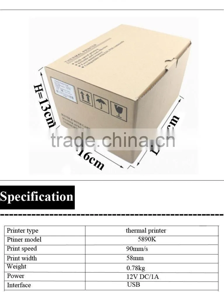 Trade Assurance 5890K cheap 58mm thermal printer scanner 58mm thermal printers bixolon printer thermal