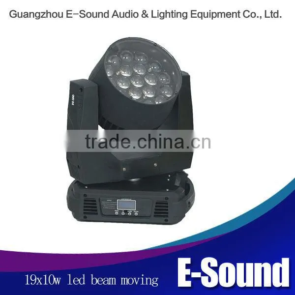 High quality and brightness 19x10w led zoom moving head beam light