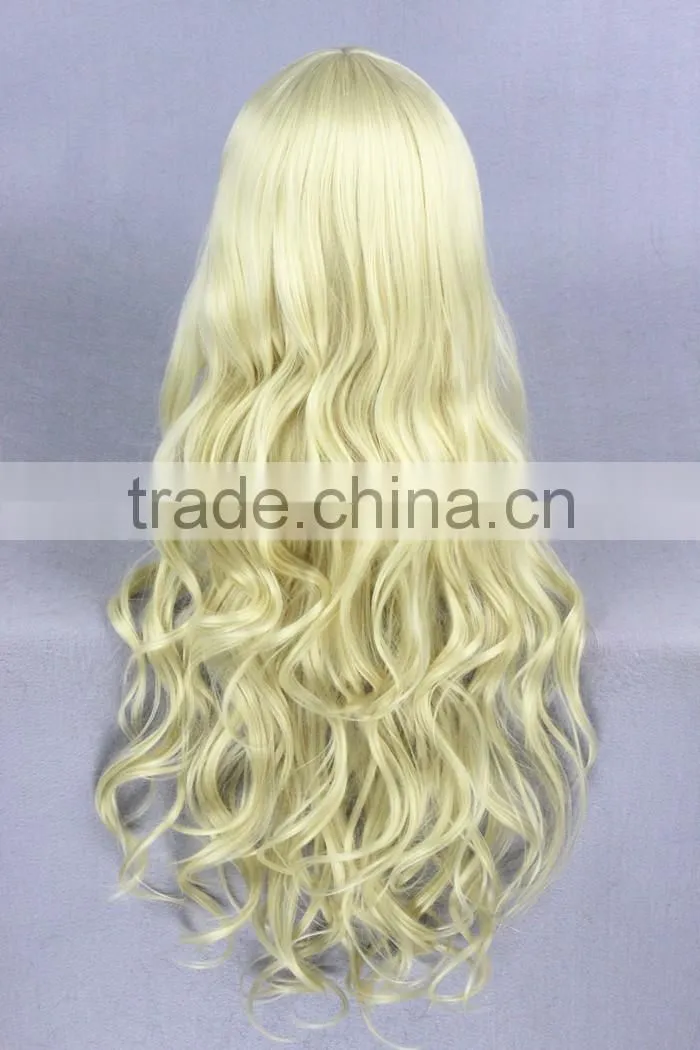 wholesale 80CM long light yellow Lolita wome wave women Halloween party fashion synthetic hair wig