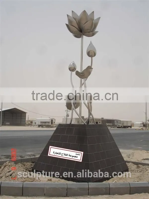 Modern Large Abstract Arts Stainless steel Water lily Sculpture for Outdoor decoration