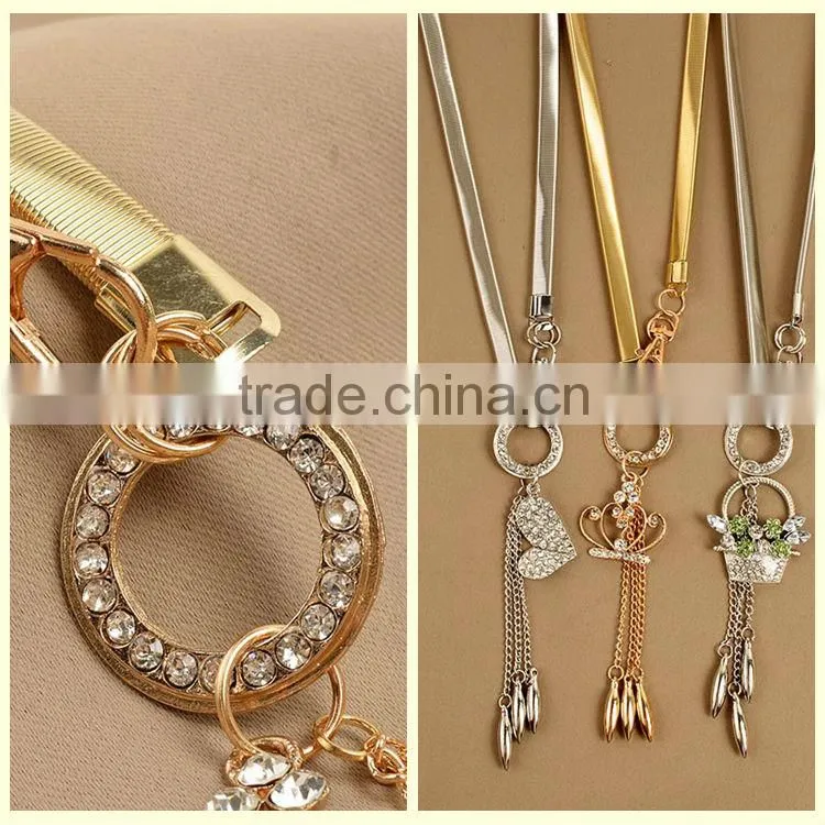 Wholesale fancy piercing jewelry dangle diamond crown waist chian