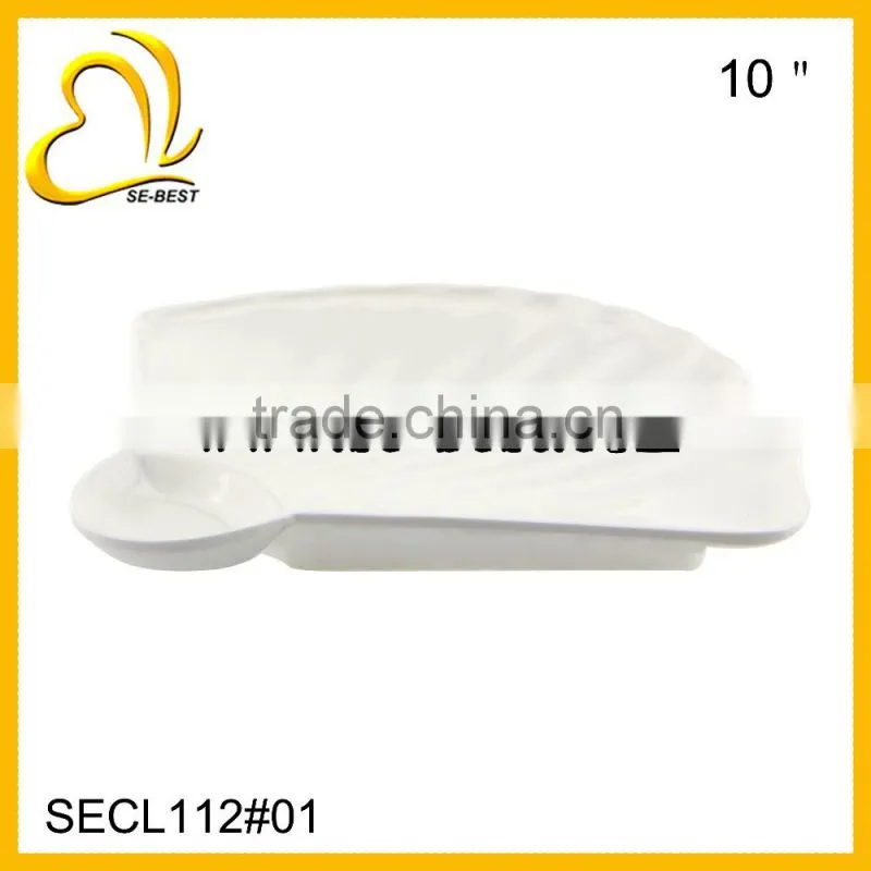 Solid white melamine plate, fan shaped plate, sushi plate